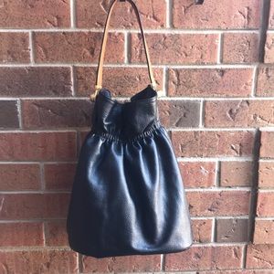 Zara Leather Bucket Bag Satchel Black